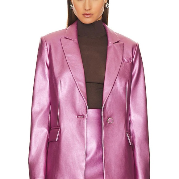 Milly Alexa Crinkled Vegan Leather Blazer NWT - Picture 5 of 9